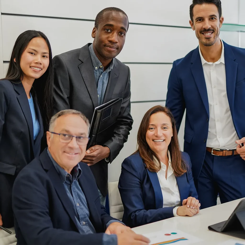 Expat tax consultants in a conference room